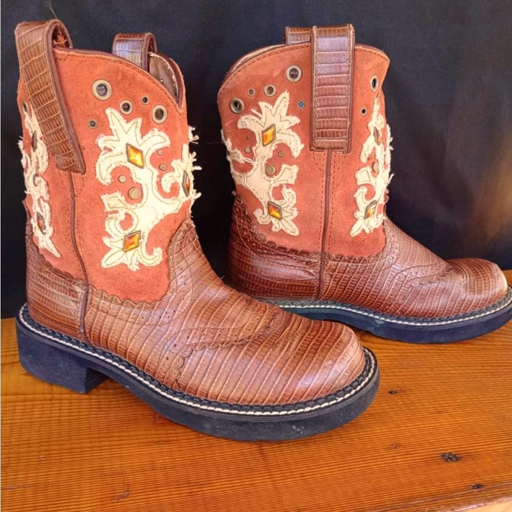 ARIAT FATBABY WOMENS 6.5 COWGIRL BOOTS STUDDED RHINESTONES